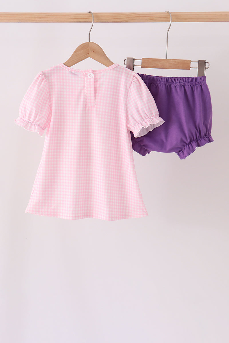 Pink Puppy Pumpkin Applique Bloomer Set