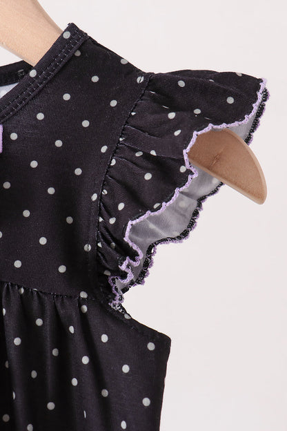 Black ghost spider embroidery ruffle bubble