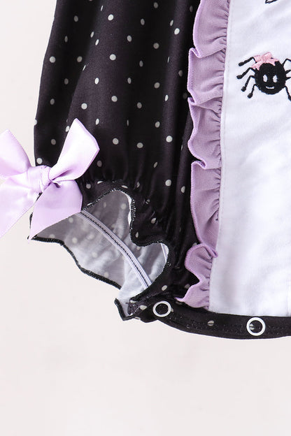 Black ghost spider embroidery ruffle bubble