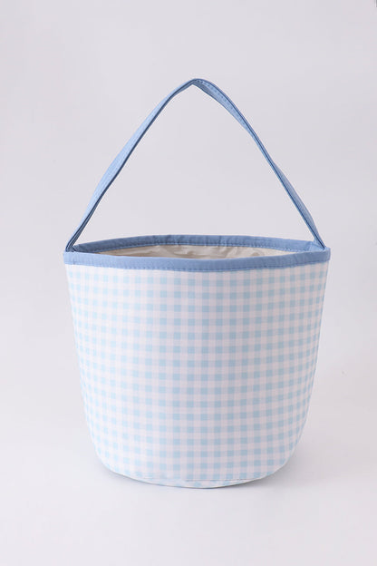 Blue Pumpkin Applique Gingham Basket
