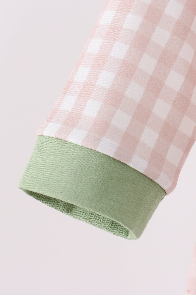 Khaki Puppy Fishing Gingham Romper