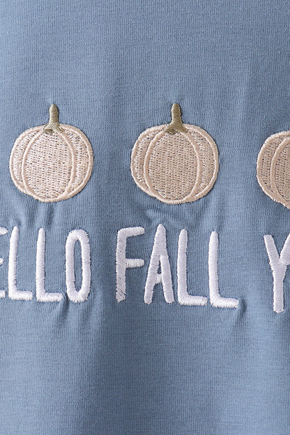 Blue Hallo Fall Y'ALL Pumpkin Romper