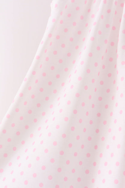 Pink bow pearl ruffle pants set