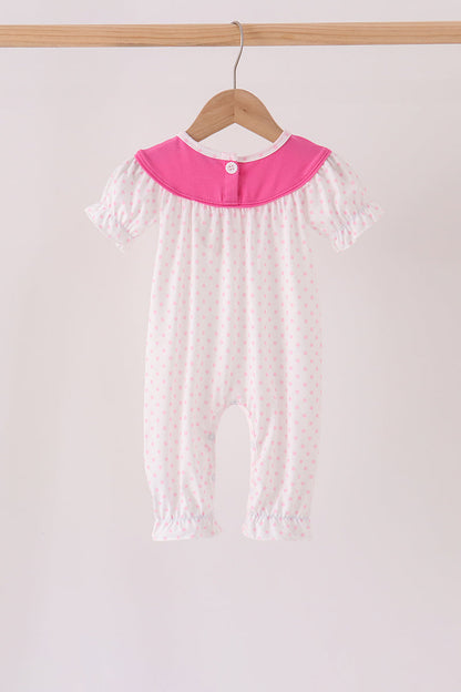 Pink bow pearl romper