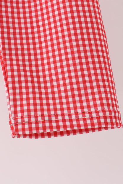 Red Football Embroidery Pants Set