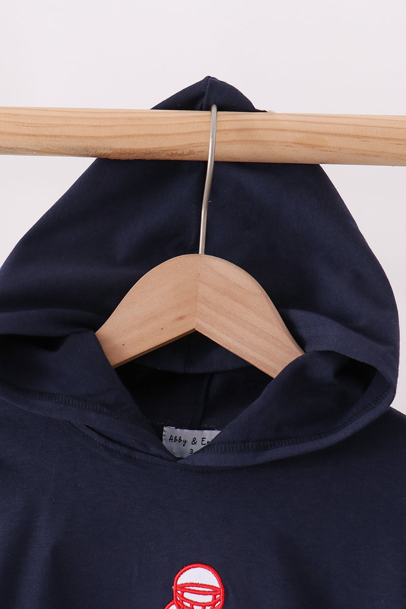 Navy Football Embroidery Hoodie