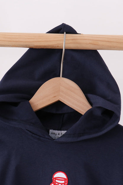Navy Football Embroidery Hoodie