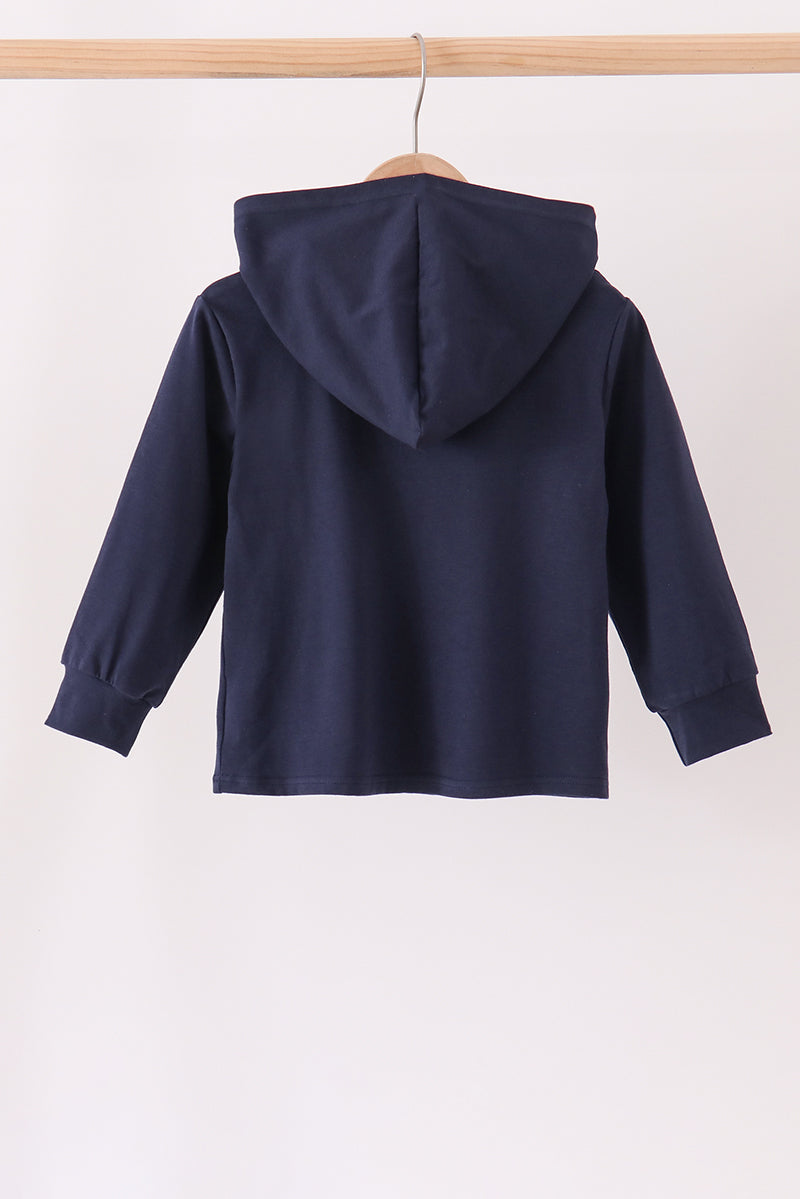 Navy Football Embroidery Hoodie