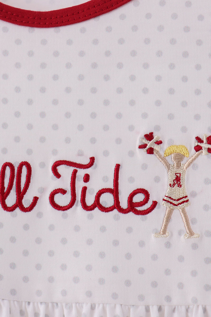 Red Alabama Roll Tide Embroidery Ruffle Shorts Set