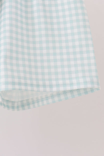 Sage pumpkin embroidery gingham shorts set
