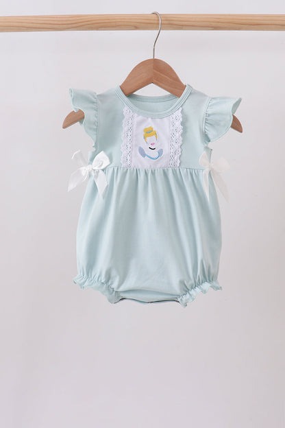 Light blue character embroidery ruffle bubble