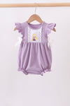 Purple character embroidery ruffle bubble