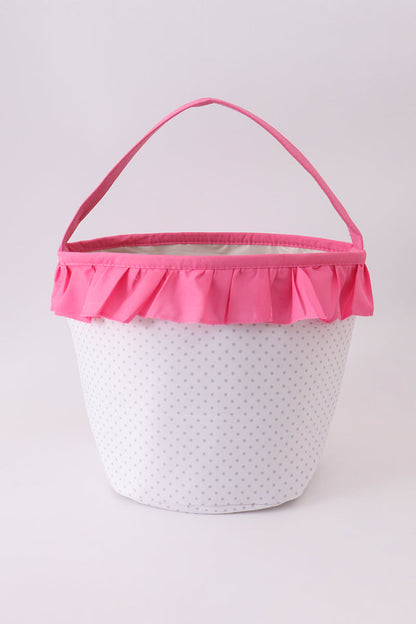 Pink Pumpkin Applique dot Ruffle Basket