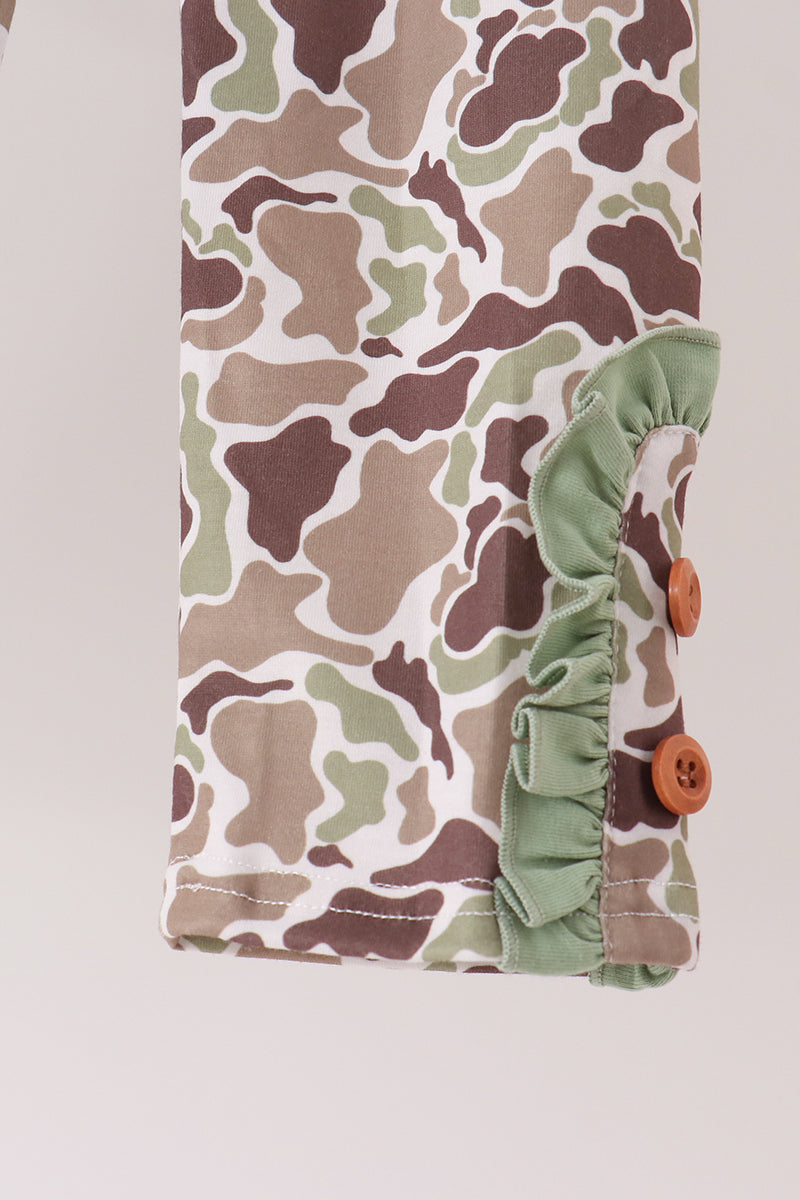 Camo Pumpkin Applique Ruffle Pants Set