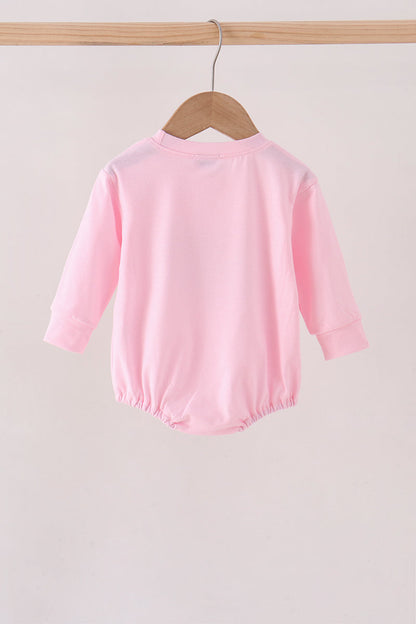 Pink football bow sequin bubble