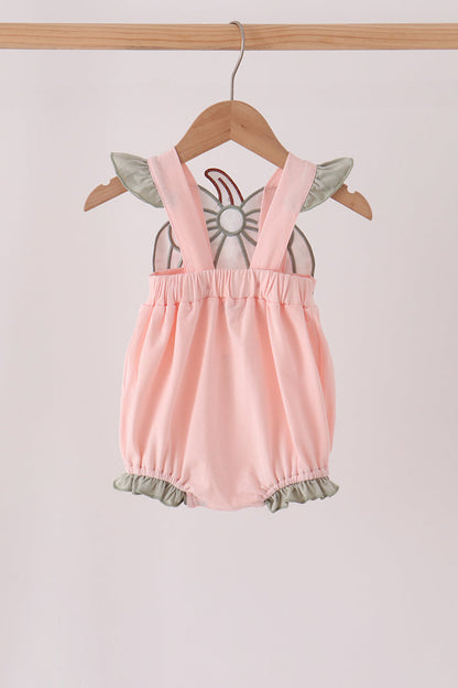 Pink pumpkin bow applique ruffle bubble