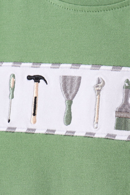 Green tools embroidery pants set