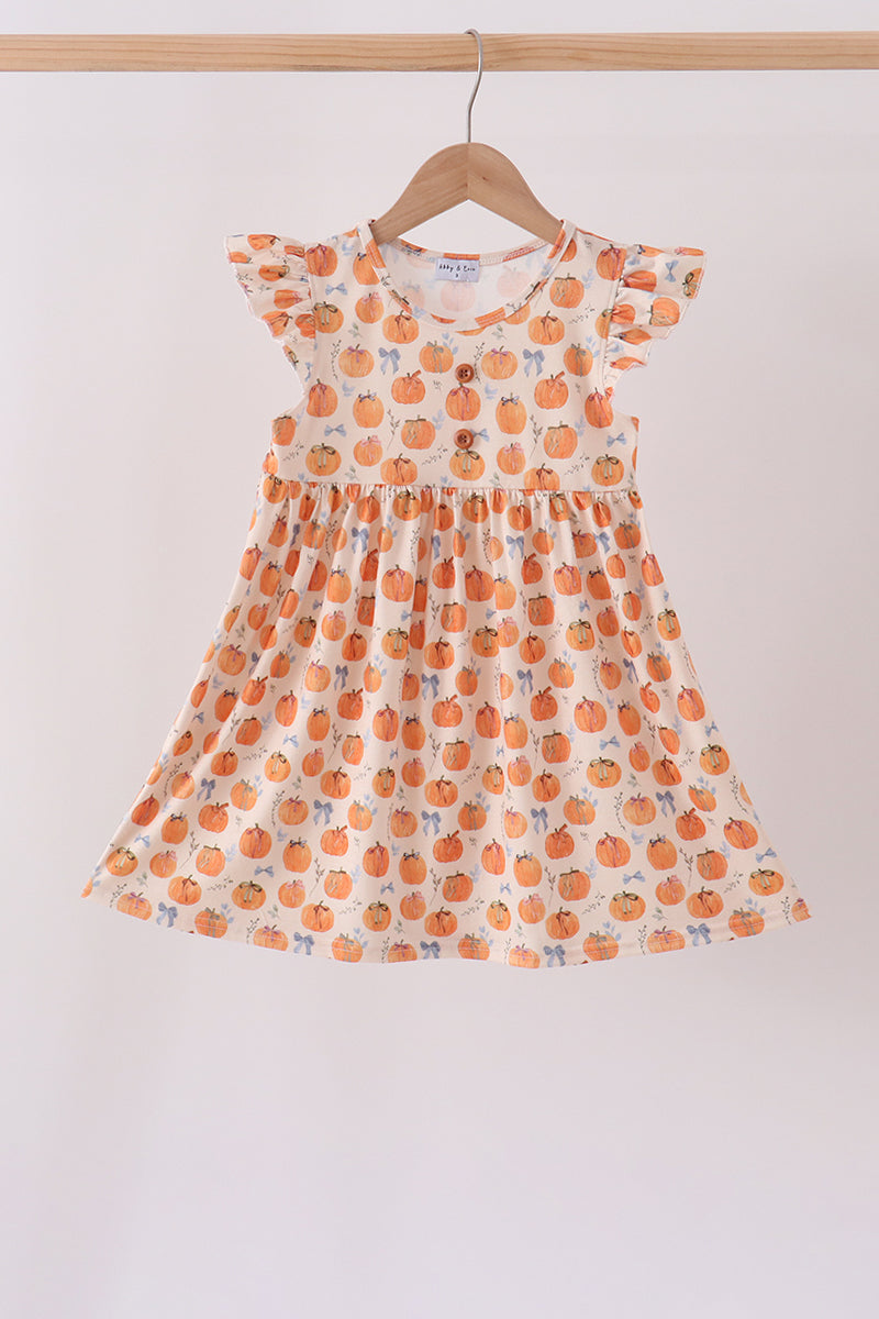 Pumpkin Bow Ruffle Dress