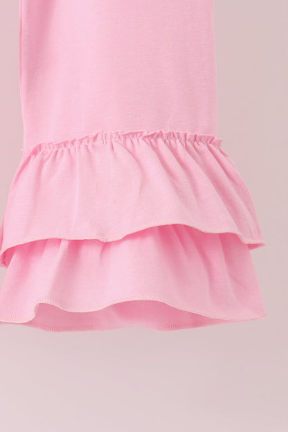 Pink football sequin stripe ruffle pants set