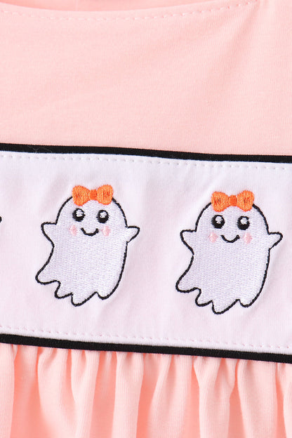 Pink Ghost Embroidery Ruffle Bloomer Set