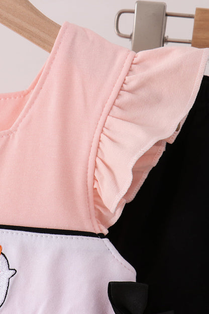 Pink Ghost Embroidery Ruffle Bloomer Set