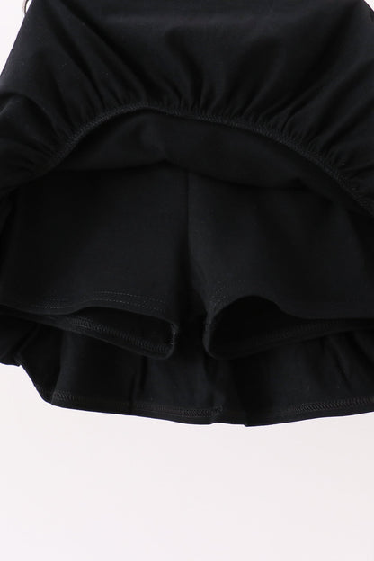 Pink Ghost Embroidery Ruffle Skorts Set