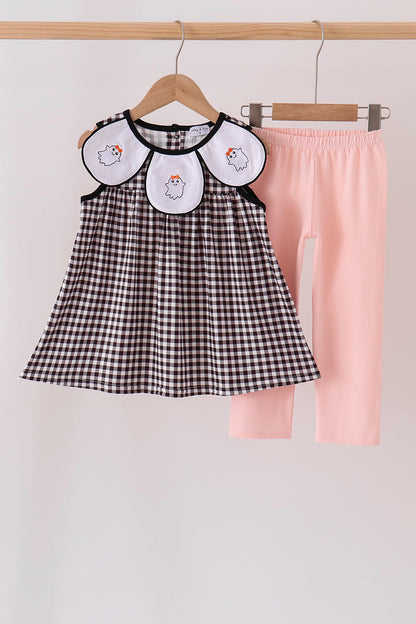Pink Ghost Embroidery Pants Set