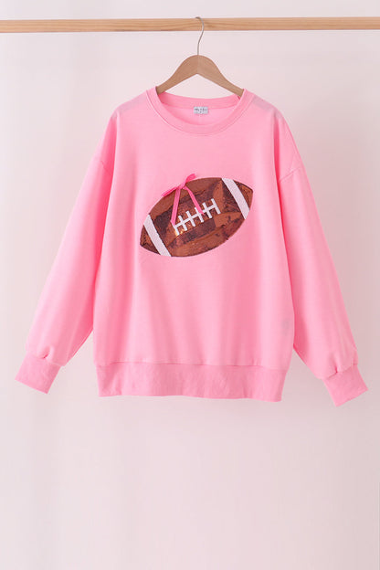 Pink football sequin mom&me top