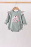 Sage Floral Pumpkin Applique Ruffle Bubble