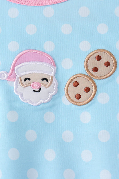Blue Milk Santa Cookies Ruffle Pants Set