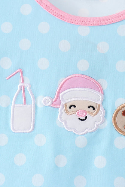 Blue Milk Santa Cookies Ruffle Dress