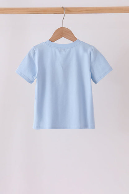 Blue pumpkin embroidery top