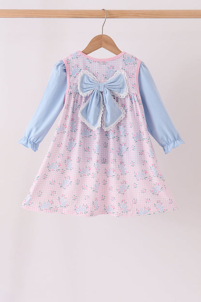 Pink floral bow 2pc set