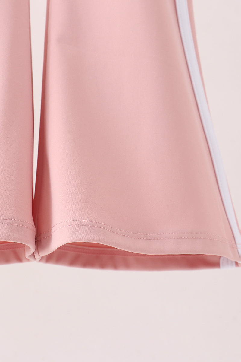 Pink Flare Double Side Stripe Active Pants