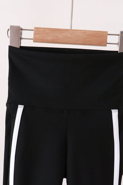 Black Flare Double Side Stripe Active Pants