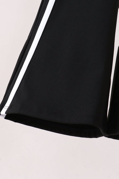 Black Flare Double Side Stripe Active Pants