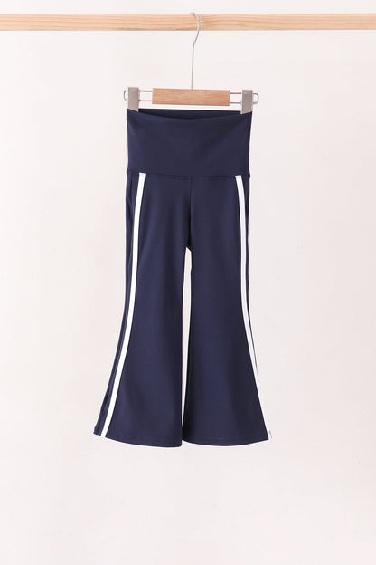 Navy Flare Double Side Stripe Active Pants