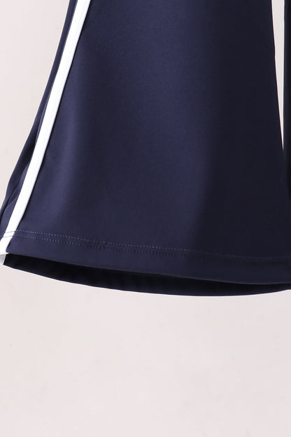 Navy Flare Double Side Stripe Active Pants