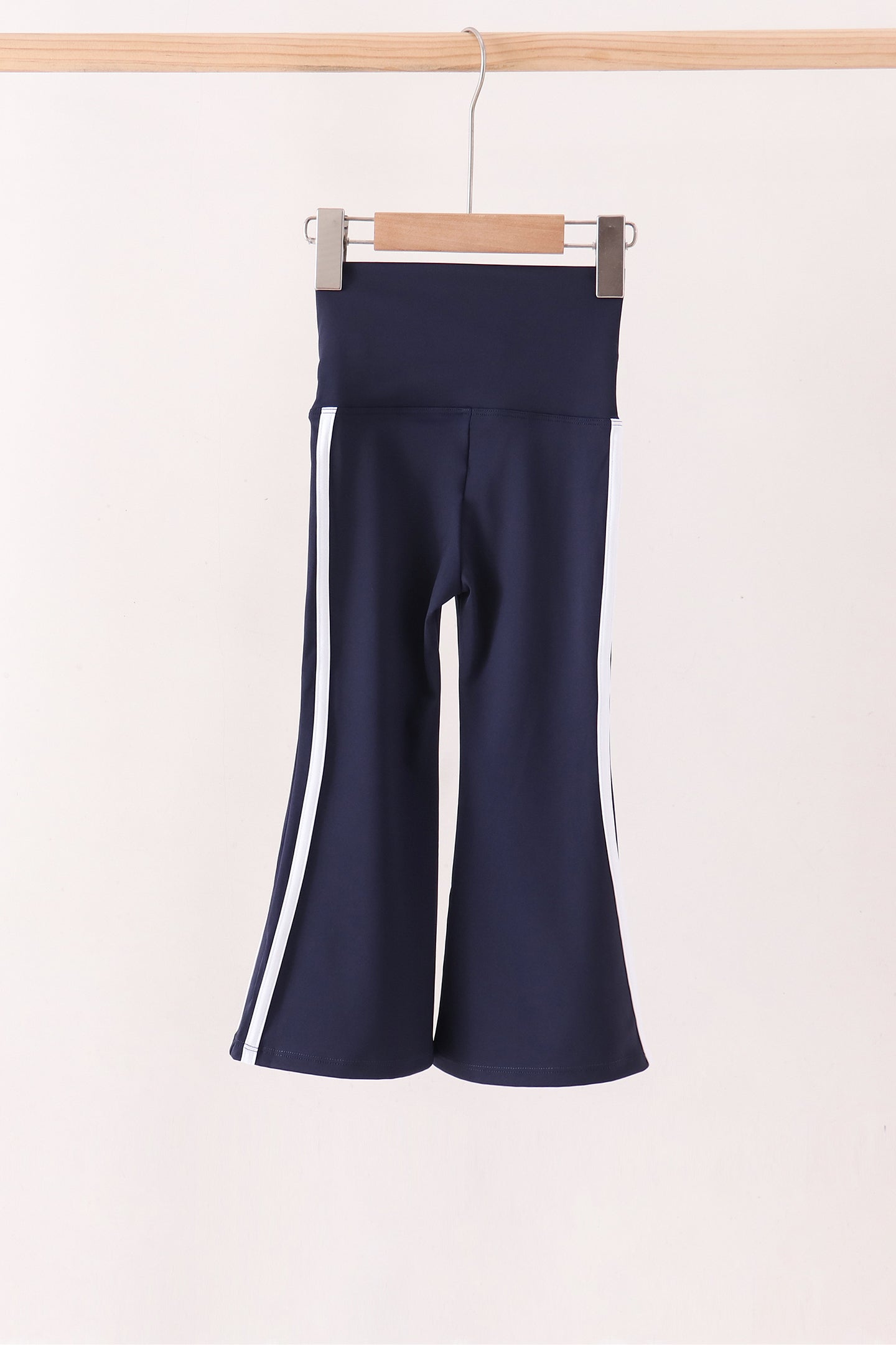 Navy Flare Double Side Stripe Active Pants