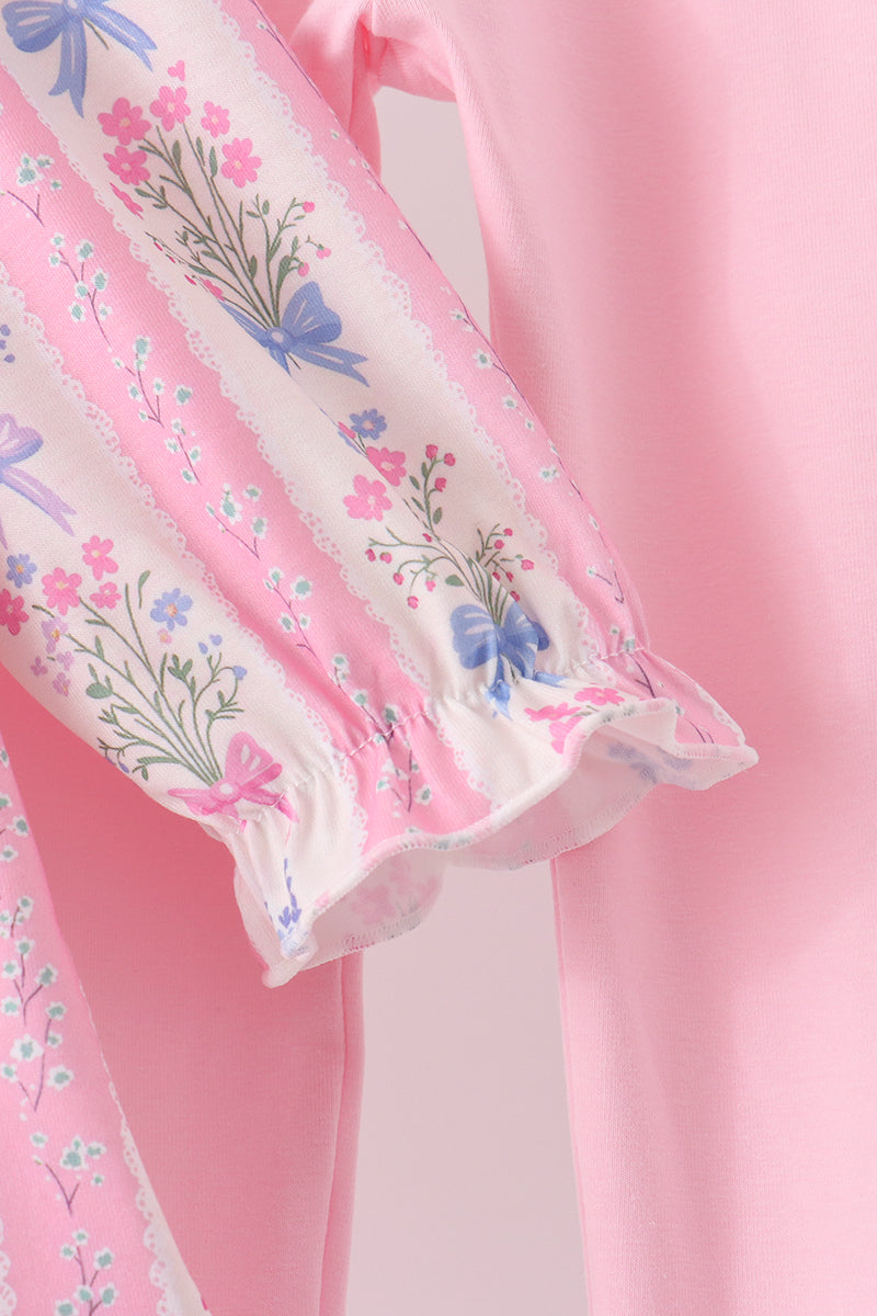 Pink Pearl Bow Floral Set