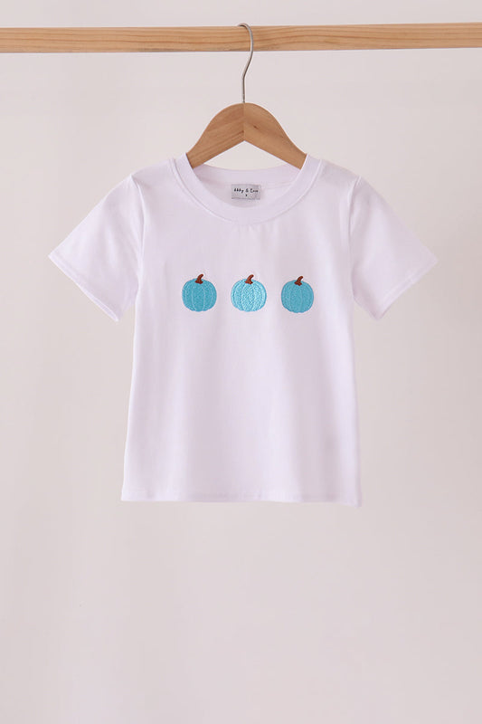 Blue pumpkin embroidery top