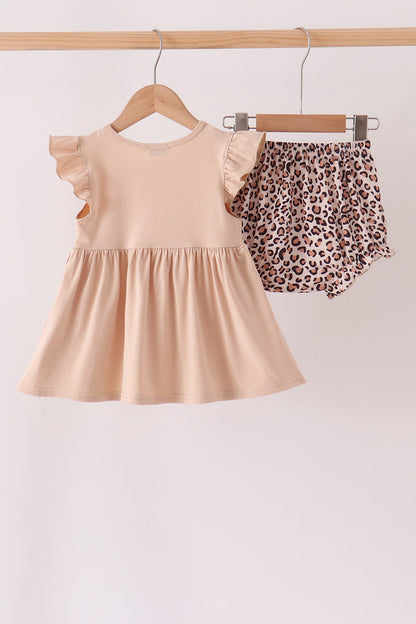 Leopard pumpkin applique bloomer set