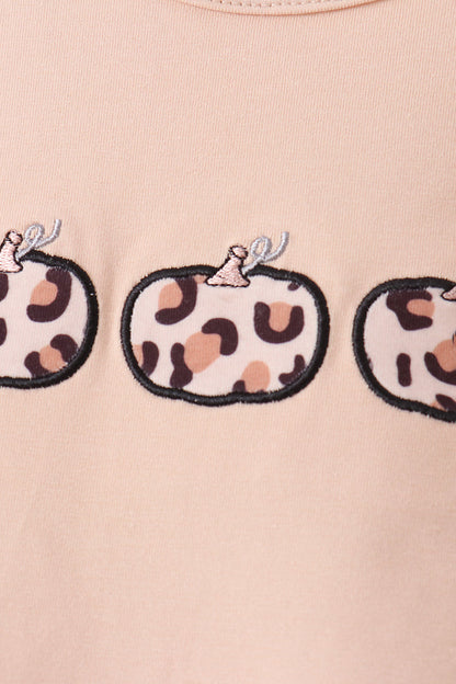 Leopard pumpkin applique skorts set