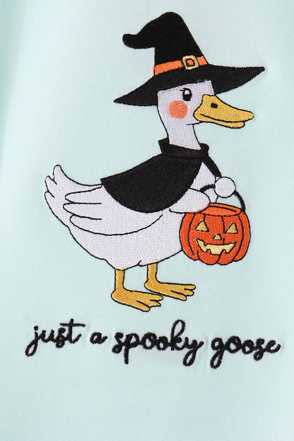 Blue goose embroidery top
