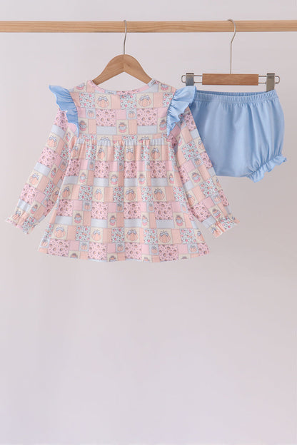 Pink pumpkin ruffle bloomer set