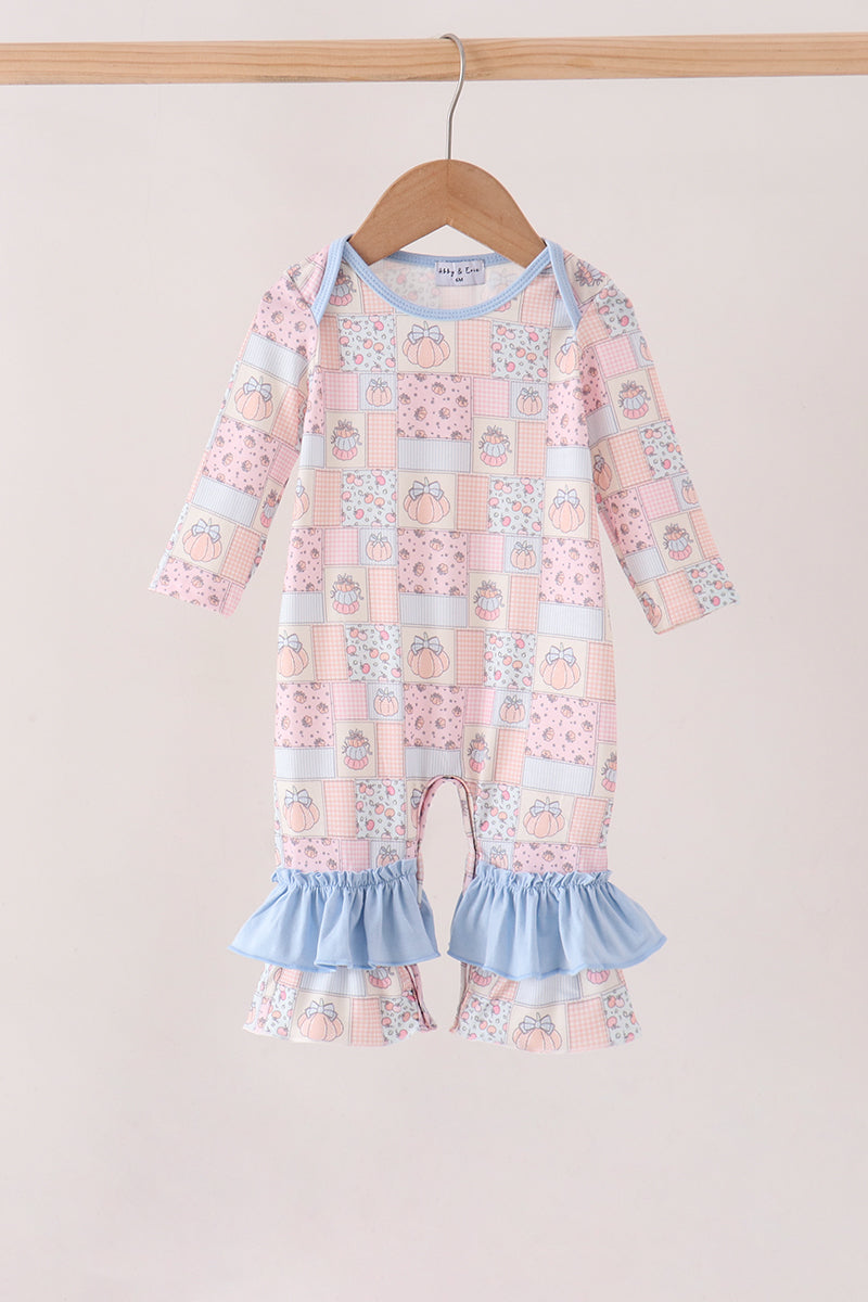 Pink pumpkin ruffle romper