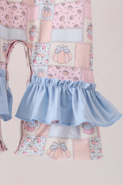 Pink pumpkin ruffle romper