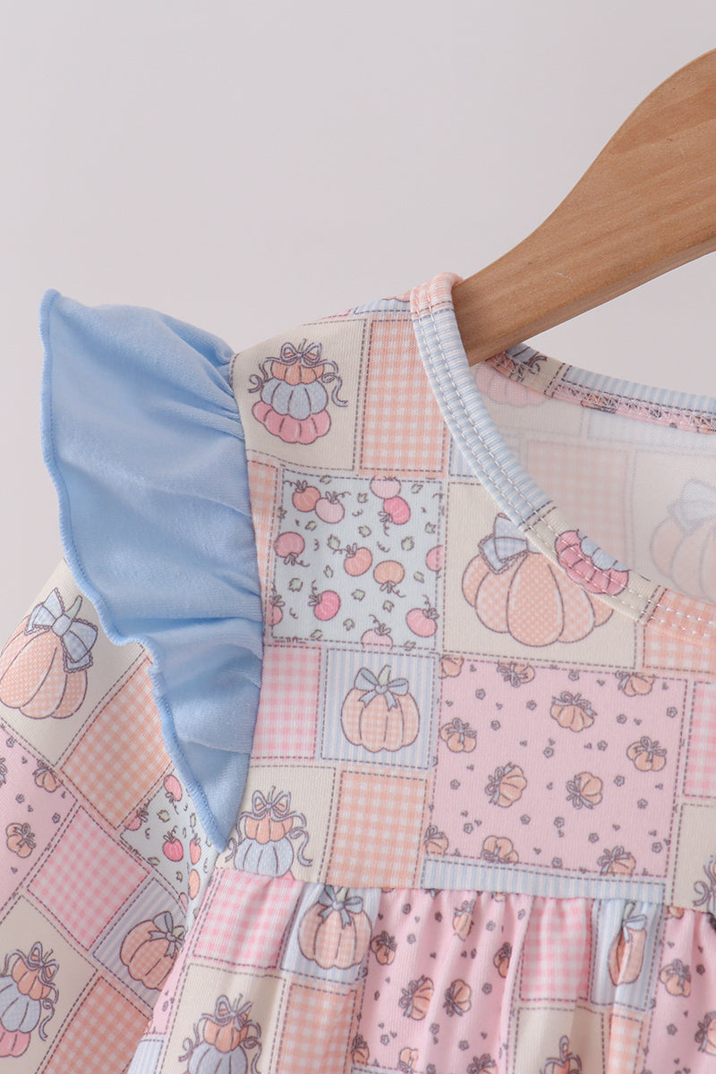 Pink pumpkin ruffle pants set