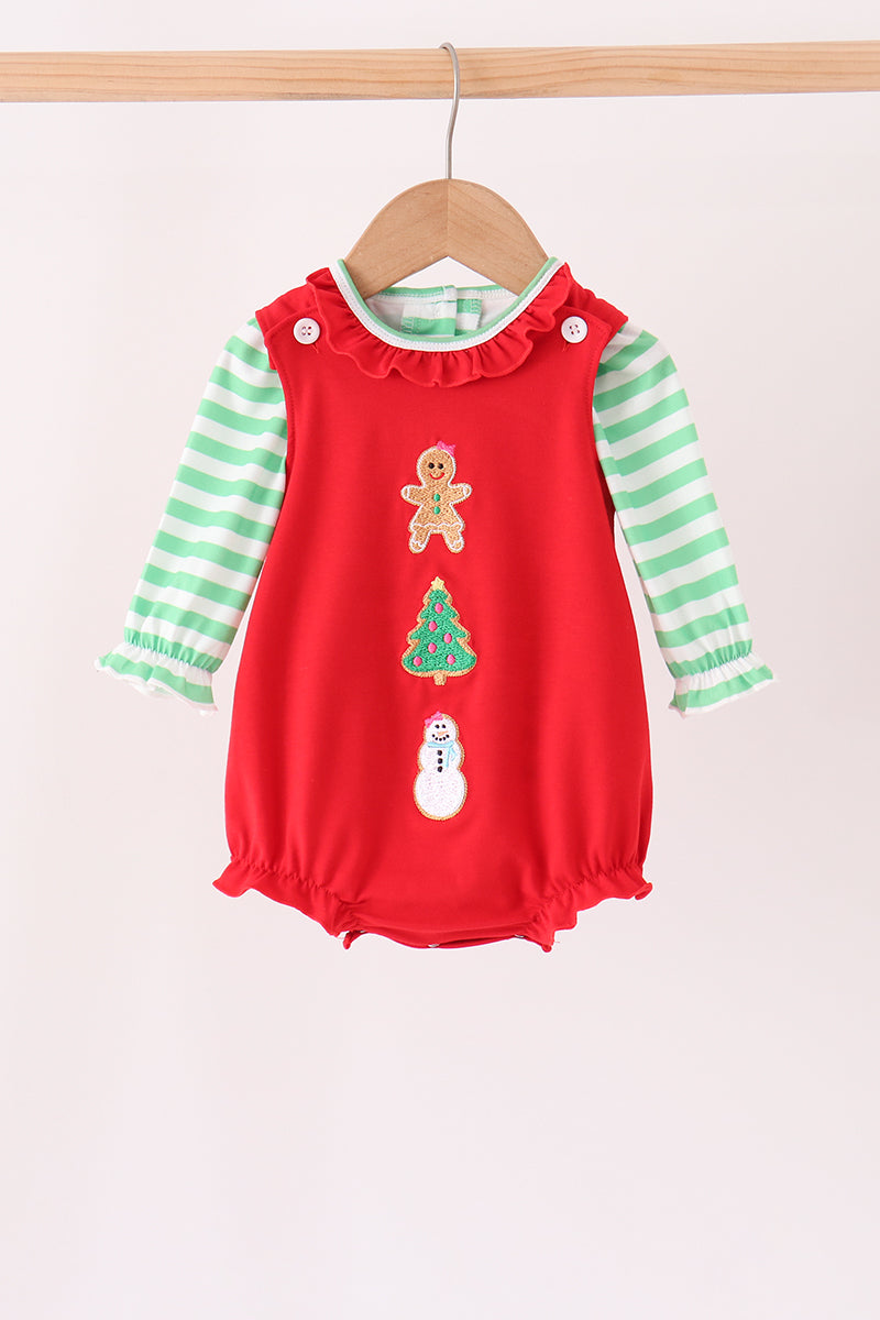 Red Gingerbread Tree Embroidery Bubble Set