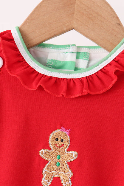 Red Gingerbread Tree Embroidery Bubble Set